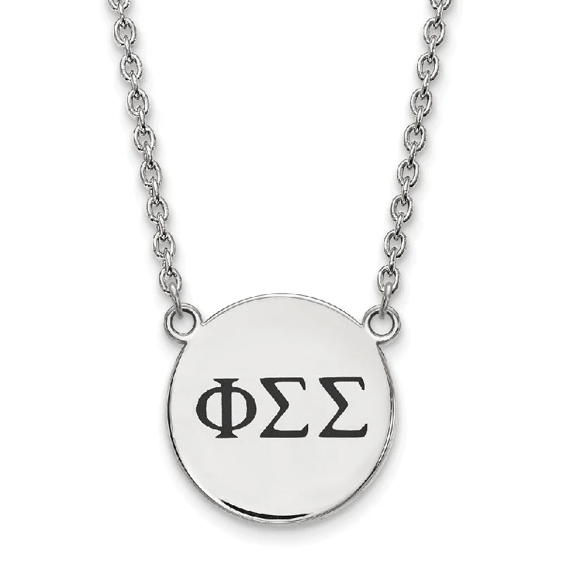 ladies-choker-fashion-necklaces-Sterling Silver Phi Sigma Sigma Large Enamel Greek Letters Necklace