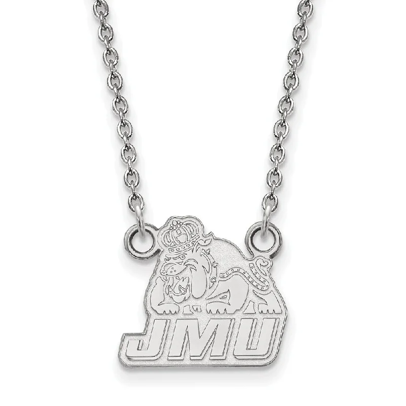 ladies-choker-pearl-necklaces-10k White Gold James Madison U Small Pendant Necklace