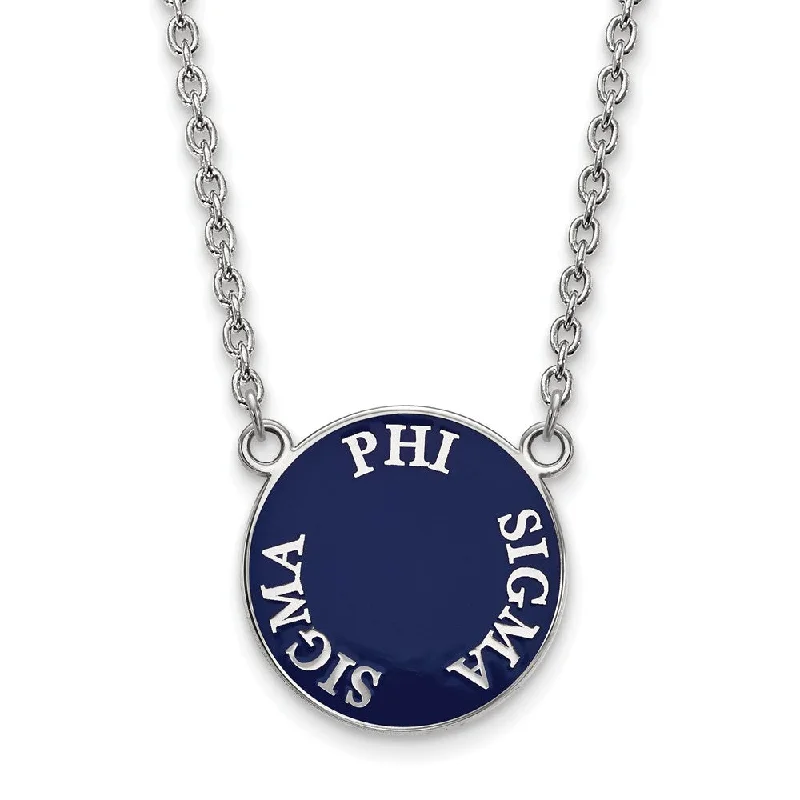 ladies-party-necklaces-Sterling Silver Phi Sigma Sigma Large Enamel Disc Necklace