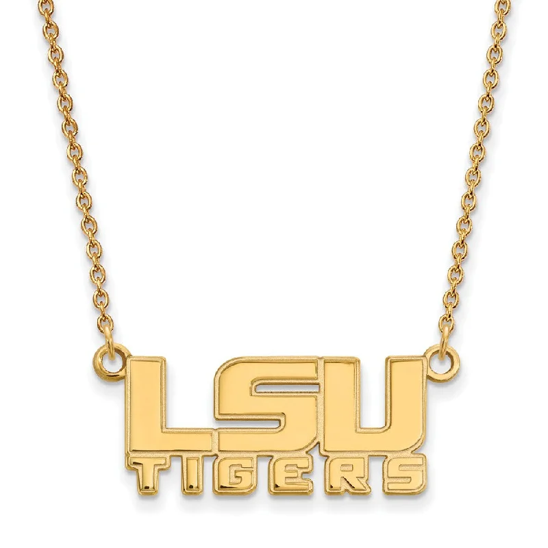 ladies-long-diamond-necklaces-10k Yellow Gold Louisiana State Sm 'LSU' Tiger Pendant Necklace