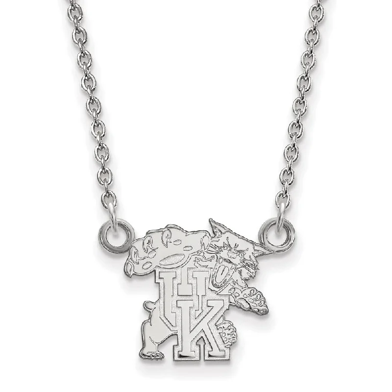 ladies-ethnic-charm-necklaces-10k White Gold U of Kentucky Small Wildcat UK Pendant Necklace