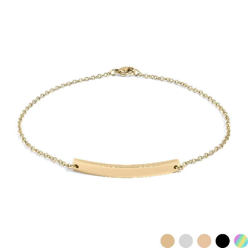 ladies-artisan-silver-bracelets-18K Gold PVD Stainless Steel Blank Curved Bar Bracelet/Anklet / BRJ9030