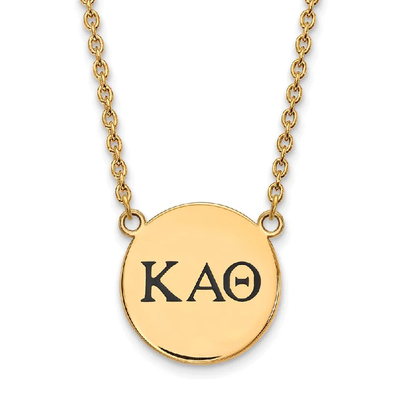 ladies-layered-rose-gold-necklaces-14K Plated Silver Kappa Alpha Theta Lg Enamel Greek Letters Necklace