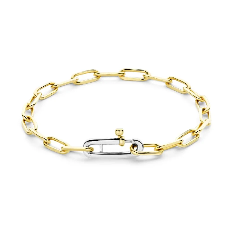 ladies-silver-moon-bracelets-MODERN GOLD PLATED STERLING SILVER PAPERCLIP BRACELET