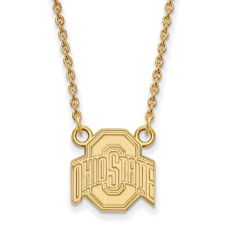 ladies-locket-necklaces-14k Yellow Gold Ohio State Small Logo Pendant Necklace