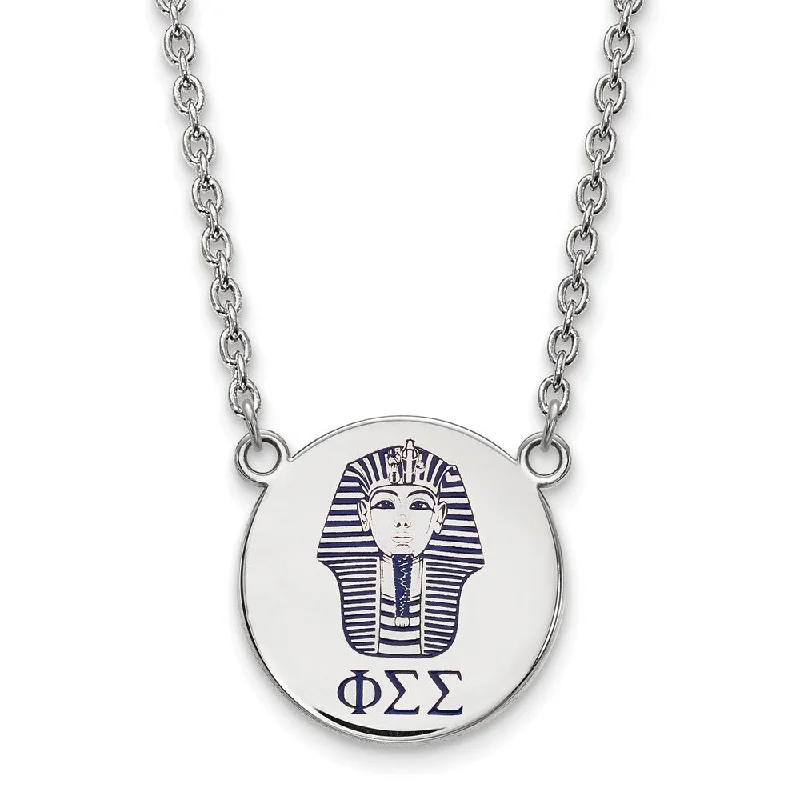 ladies-birthstone-gold-necklaces-Sterling Silver Phi Sigma Sigma Large Enamel Necklace