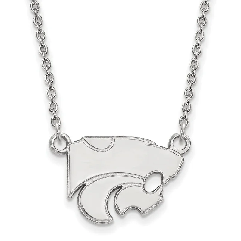 ladies-birthstone-gold-necklaces-14k White Gold Kansas State Small Wildcat Pendant Necklace