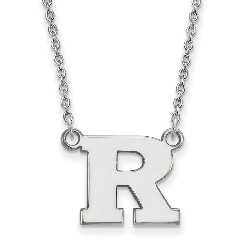 ladies-delicate-necklaces-Sterling Silver Rutgers Small Initial R Pendant Necklace