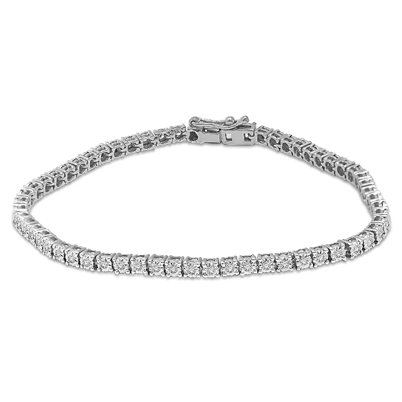 ladies-vintage-pearl-bracelets-Diamond 5.25 Ct.Tw. Illusion Tennis Bracelet in 14K White Gold