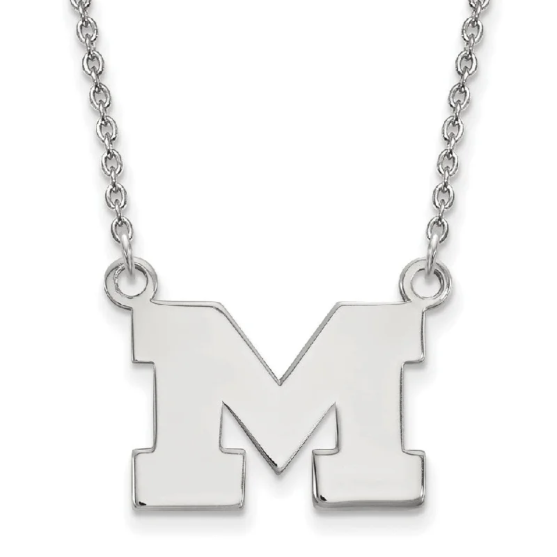 ladies-pendant-silver-necklaces-14k White Gold U of Michigan Small Initial M Pendant Necklace