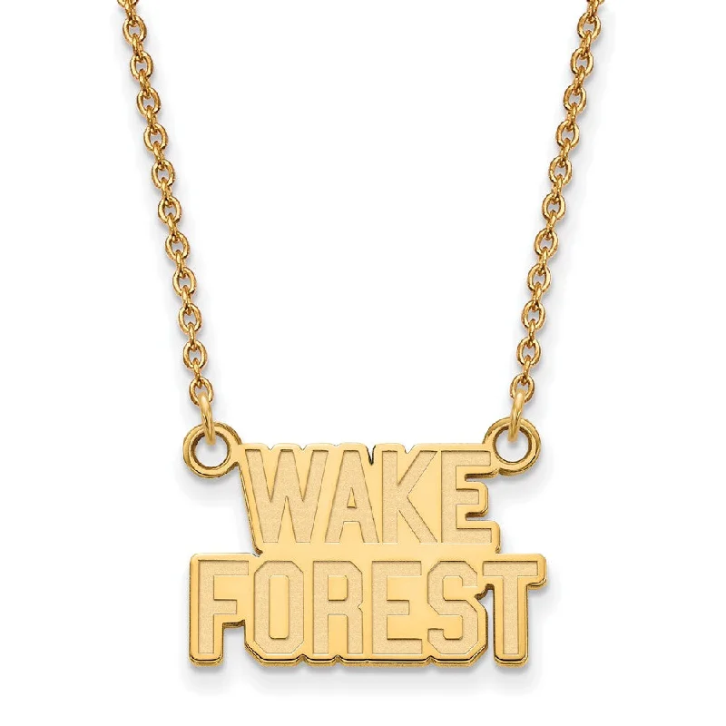 ladies-short-heart-necklaces-10k Yellow Gold Wake Forest U Small Pendant Necklace