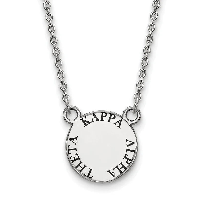 ladies-pearl-necklaces-Sterling Silver Kappa Alpha Theta Small Black Enamel Necklace