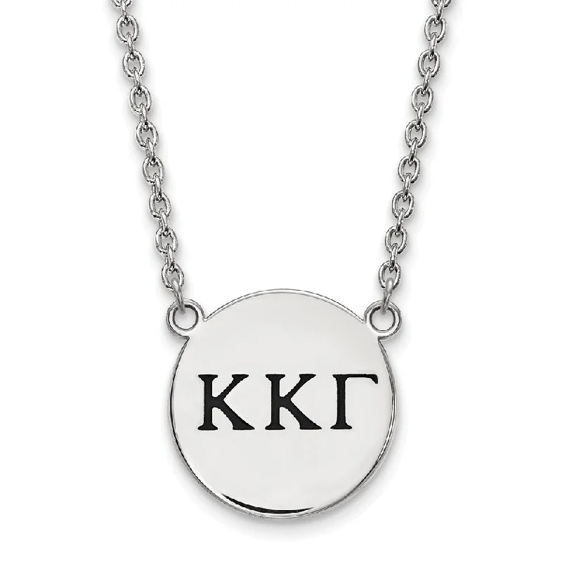 ladies-locket-necklaces-Sterling Silver Kappa Kappa Gamma Large Enamel Greek Letters Necklace