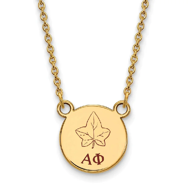 ladies-unique-heart-necklaces-14K Plated Silver Alpha Phi Small Enamel Necklace