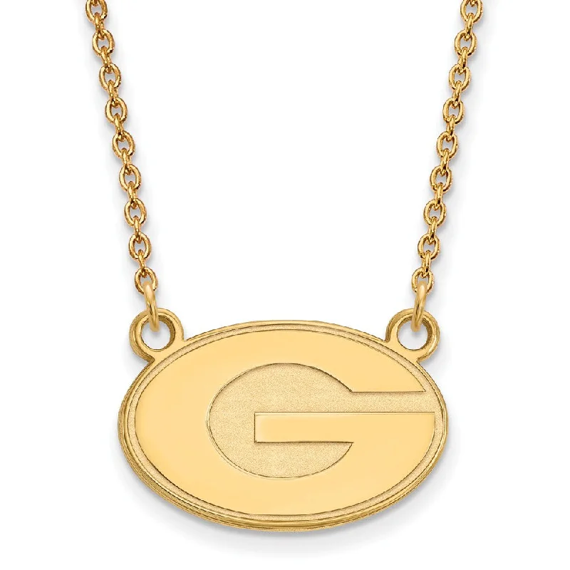 ladies-party-diamond-necklaces-10k Yellow Gold U of Georgia Small 'G' Disc Pendant Necklace