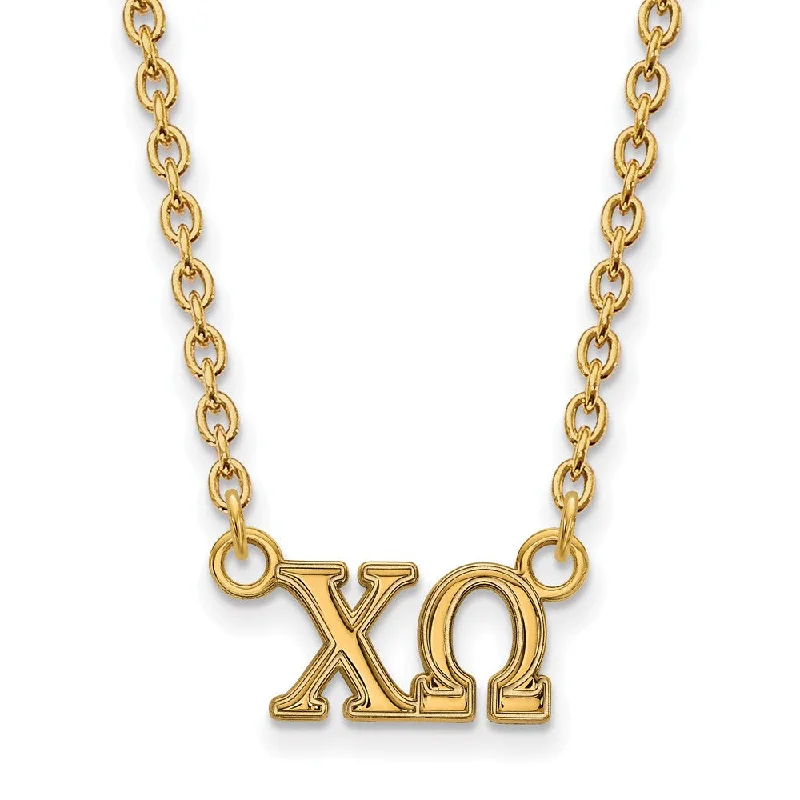 ladies-star-heart-necklaces-14K Plated Silver Chi Omega Medium Necklace