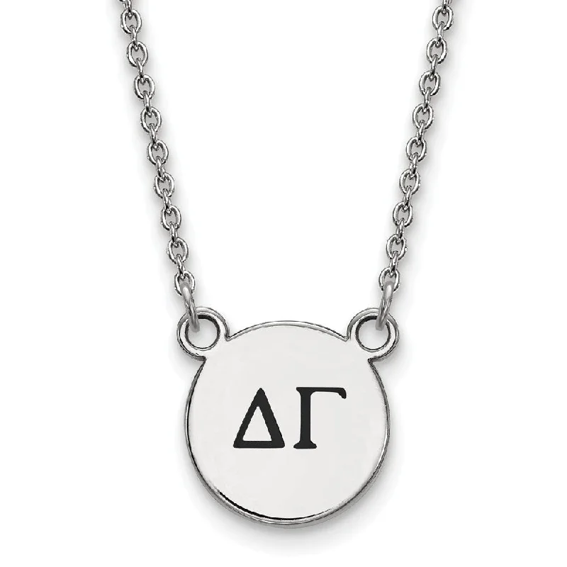 ladies-personalized-necklaces-Sterling Silver Delta Gamma Small Enamel Greek Letters Necklace