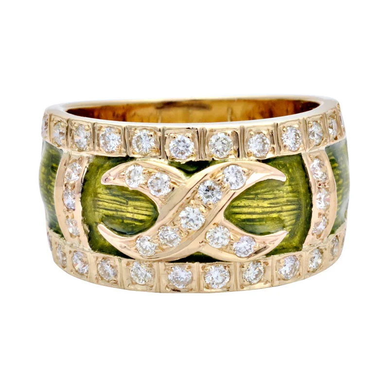 Ladies rings eco-friendly materials -Ring-Diamond (Enamel)