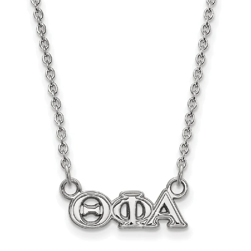 ladies-party-diamond-necklaces-Sterling Silver Theta Phi Alpha XS (Tiny) Greek Letters Necklace