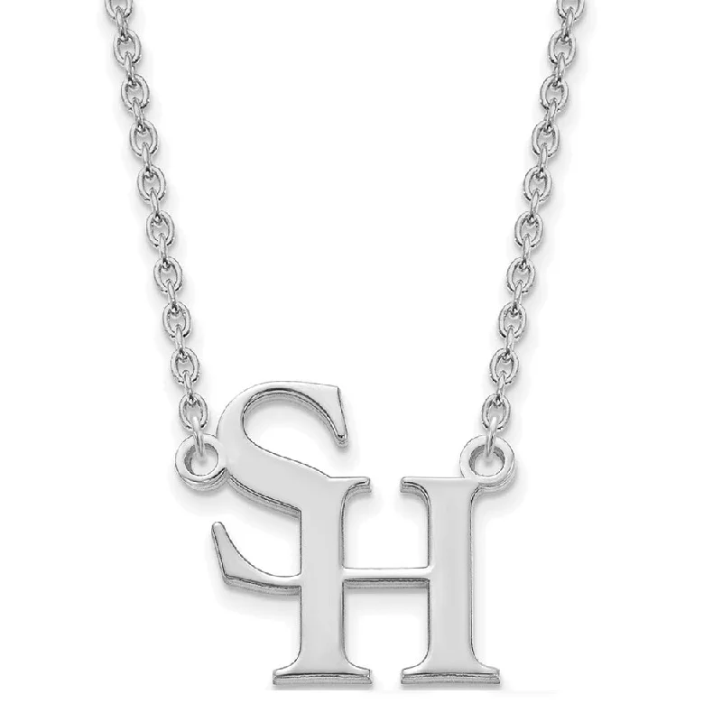 ladies-tassel-diamond-necklaces-14k White Gold Sam Houston State Small Pendant Necklace