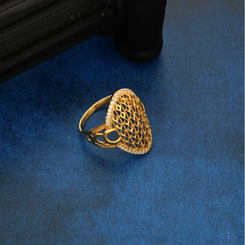 Ladies rings with wave designs -Gold Versatile Long Marquise Design Ring 21KT - FKJRN21K8844