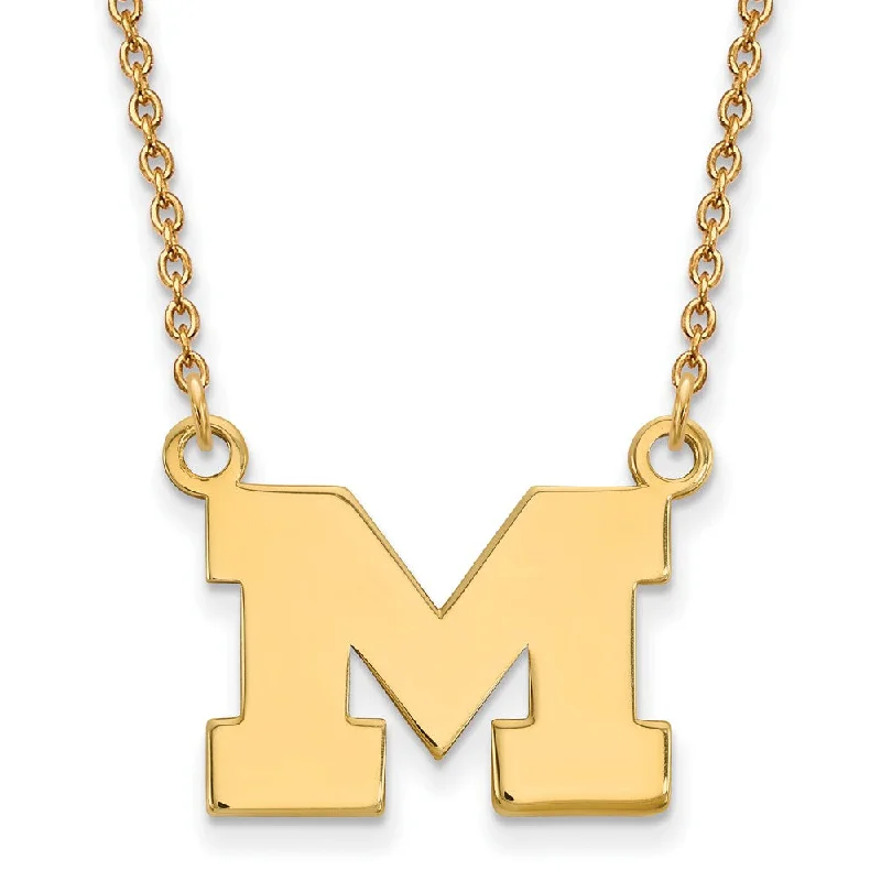 ladies-choker-rose-gold-necklaces-14k Yellow Gold U of Michigan Small Initial M Pendant Necklace