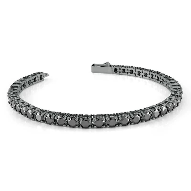 ladies-ethnic-gemstone-bracelets-MEN'S GUNMETAL STEEL AND BLACK CUBIC ZIRCONIA TENNIS BRACELET