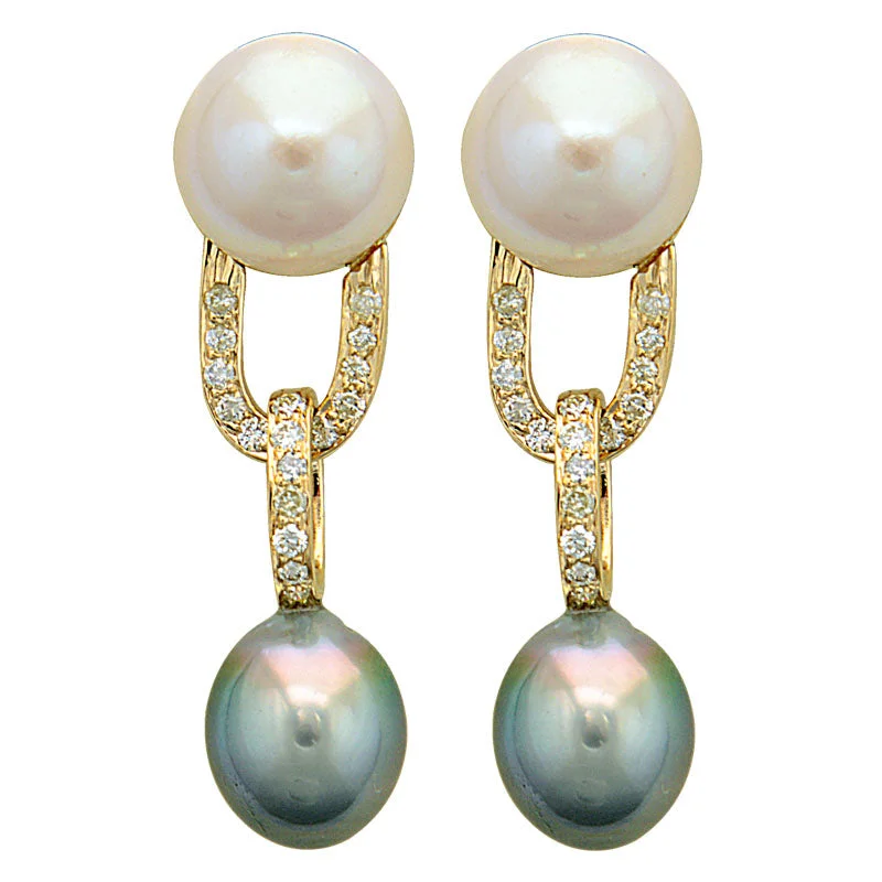 Earrings-Pearl and Diamond