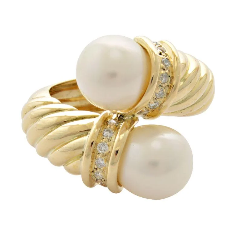 Ladies rings custom made -Ring-Pearl and Diamond  (1925G)