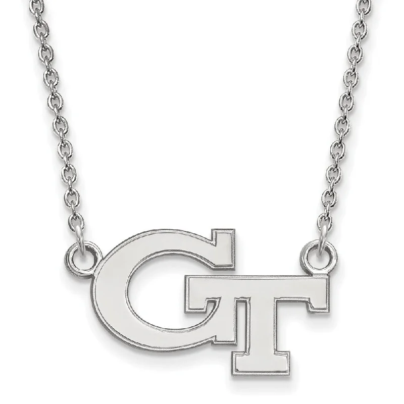 ladies-unique-handmade-necklaces-Sterling Silver Georgia Tech Small Pendant Necklace