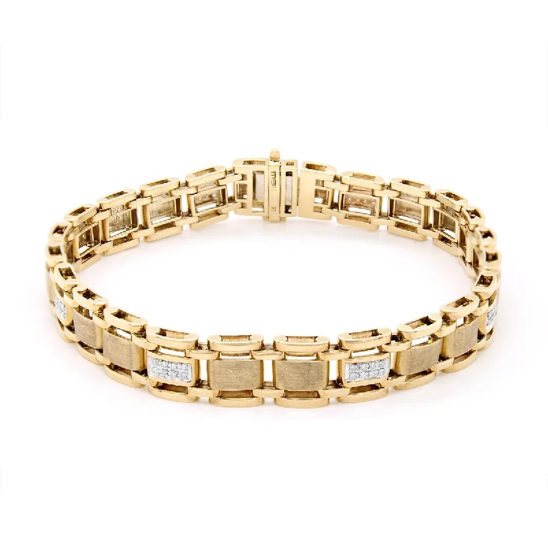 ladies-crystal-diamond-bracelets-MEN'S MODERN YELLOW GOLD BRACELET WITH 64 ROUND CUT DIAMONDS, 1/4 CT TW