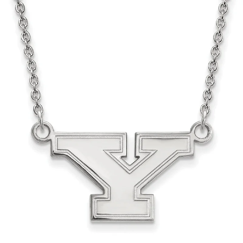 ladies-wedding-pearl-necklaces-14k White Gold Youngstown State Small Initial Y Necklace, 18 Inch