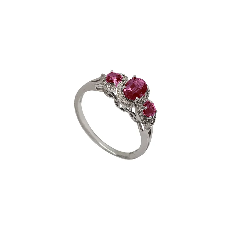 Ladies engagement rings polished finish -Diamond & Ruby Engagement Ring (14K)