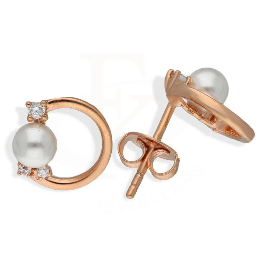 ladies-heart-charm-necklaces-Sterling Silver 925 Rose Gold Plated Pearl Stud Earrings - FKJERNSL2951