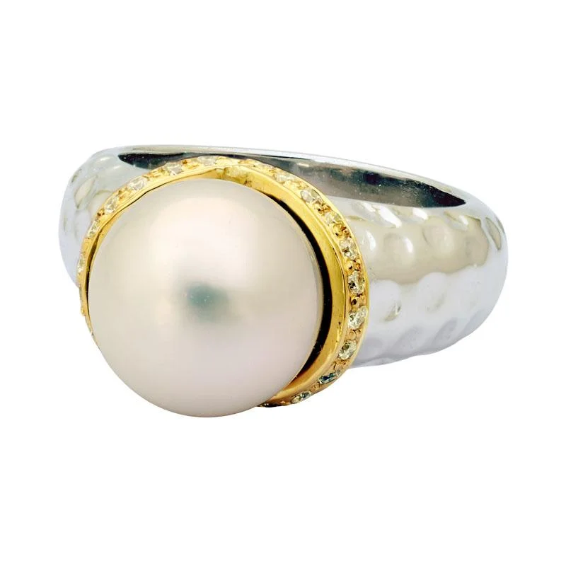 Ladies rings for brunches -Ring-South Sea Pearl and Diamond  (1PM)