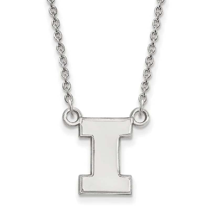 ladies-modern-necklaces-Sterling Silver U of Illinois Small Initial I Pendant Necklace