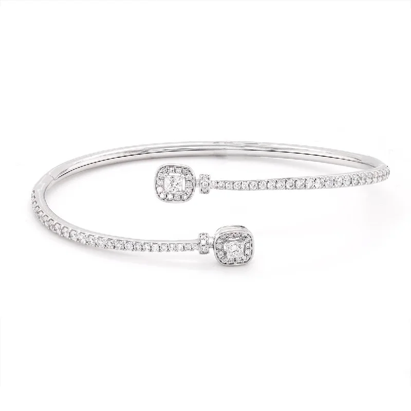 ladies-wedding-crystal-bracelets-CLASSIC WHITE GOLD BANGLE BRACELET WITH DIAMONDS, 1.76 CT TW