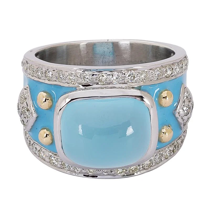 Ladies rings for doctors -Ring- Chalcedony and Diamond (Enamel)  (24KM)