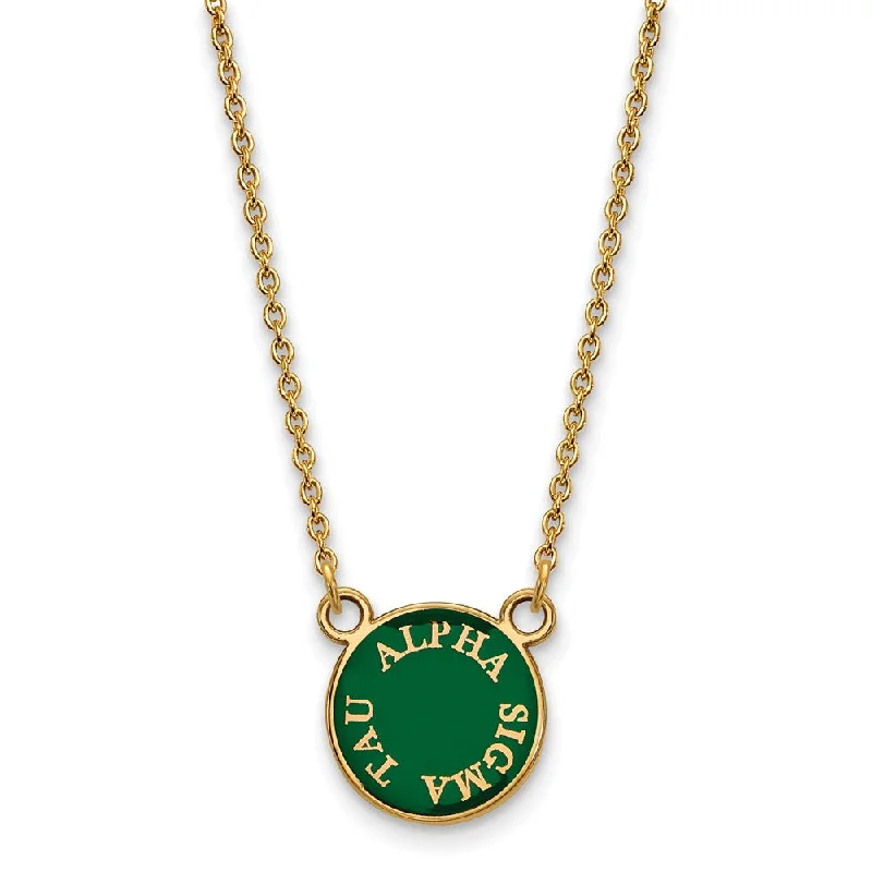 ladies-ethnic-diamond-necklaces-14K Plated Silver Alpha Sigma Tau XS (Tiny) Enamel Necklace