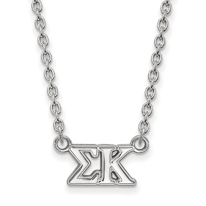 ladies-custom-silver-necklaces-Sterling Silver Sigma Kappa Medium Necklace