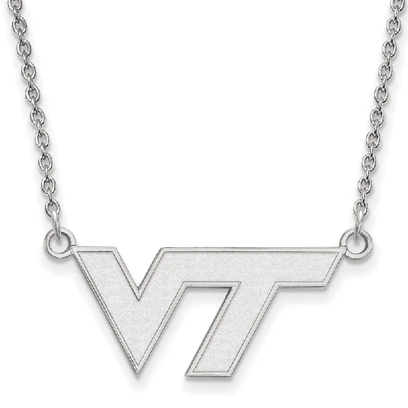 ladies-affordable-pearl-necklaces-10k White Gold Virginia Tech Small 'VT' Pendant Necklace