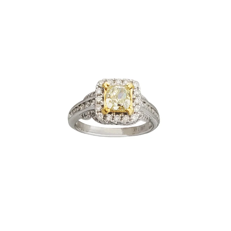 Ladies engagement rings for bold brides -Yellow Diamond Pave Engagement Ring (14K)