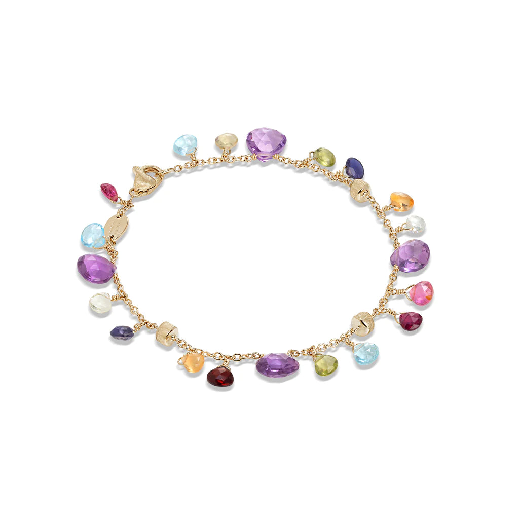 ladies-wedding-silver-bracelets-Marco Bicego Paradise Collection Amethyst and Mixed Gemstone Single Strand Bracelet