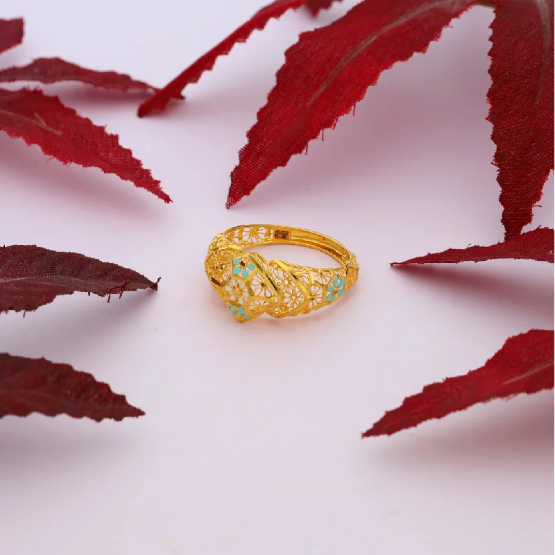 Ladies rings with feather motifs -Gold Intricate Ring 21KT - FKJRN21KM10025