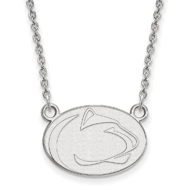 ladies-birthstone-layered-necklaces-10k White Gold Penn State Small Logo Pendant Necklace