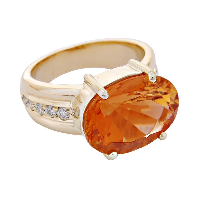 Ladies rings for hikers -Ring-Citrine and Diamond  (1846Q)