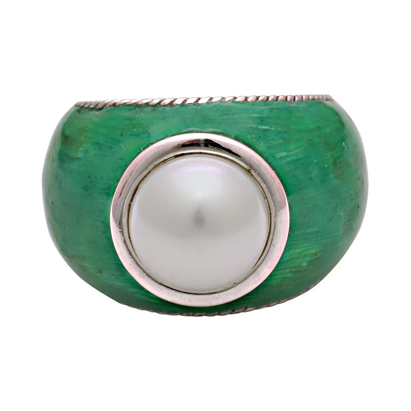 Ladies rings for wanderers -Ring-South Sea Pearl (Enamel)