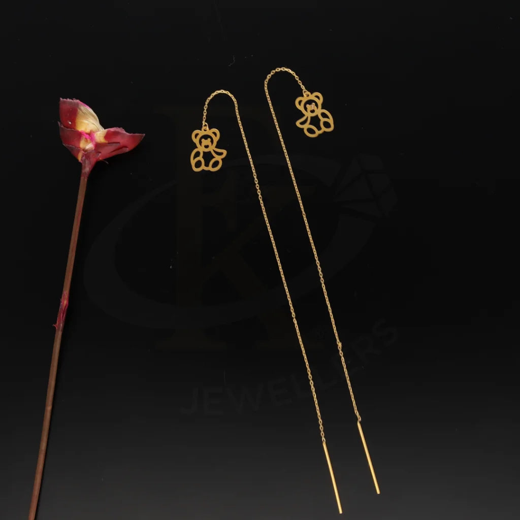 ladies-affordable-heart-necklaces-Gold Hanging Bear Tic-Tac Earrings 21KT - FKJERN21KM8705