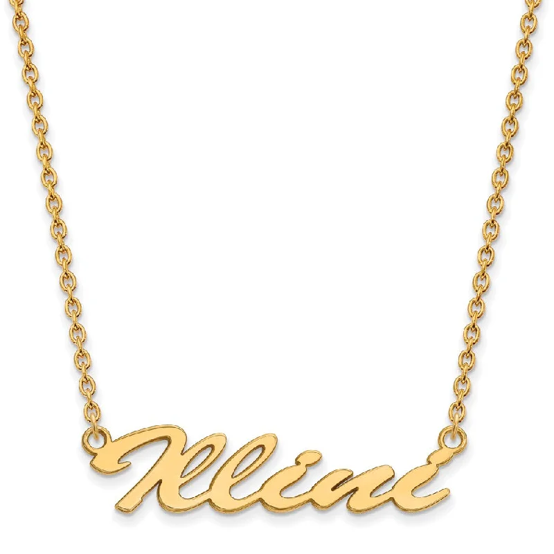 ladies-pendant-silver-necklaces-14k Gold Plated Silver U of Illinois Medium Script Pendant Necklace