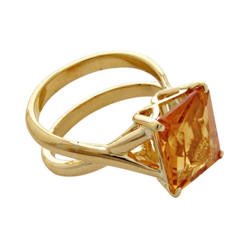 Ladies rings delicate bands -Ring-Citrine